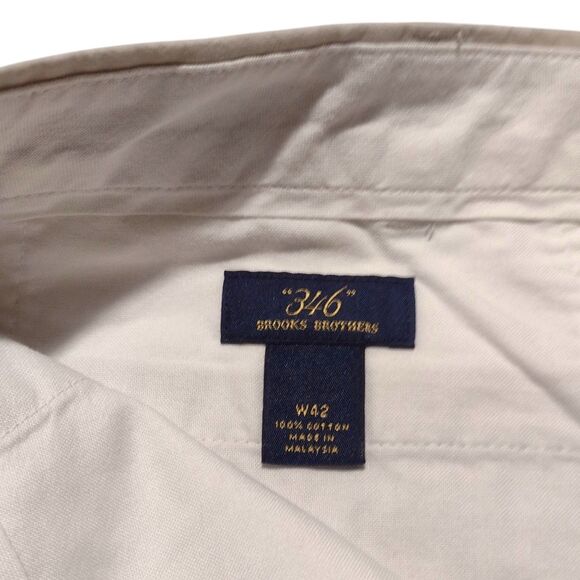Vintage Brooks Brothers Beige Shorts Mens Size 42 Bermuda 100% Cotton Comfort - Picture 4 of 6
